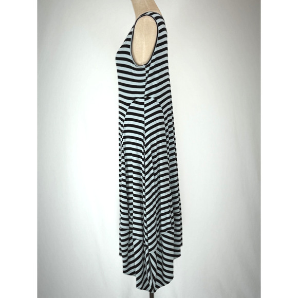 COMFY USA Black Striped Asymmetrical Modal Dress BEAUTIFUL ON!!! XL #0093 - Picture 1 of 6